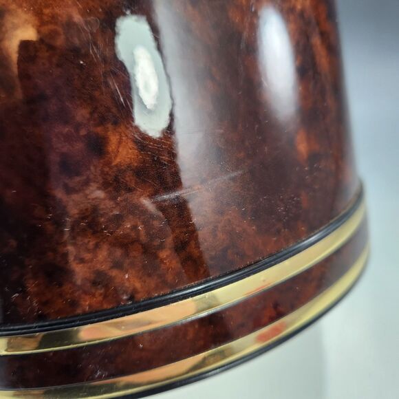 Georges Briard Ice Bucket Lucite Handle Tongs Gold Trim Faux Tortoise Shell MCM - Picture 10 of 10